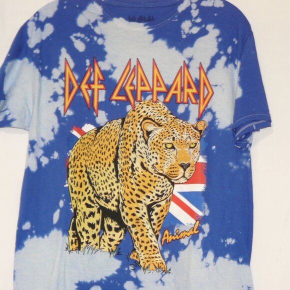 NWOT- Def Leppard Leopard Blue Tie Dye Band T Shirt Size  Small - Picture 2 of 5